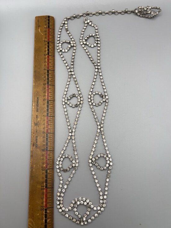 Vintage JULIANA D&E Clear Rhinestone Chain Belt